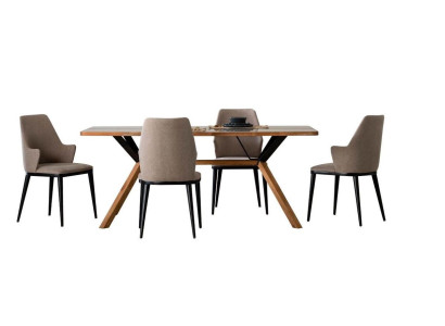 Dinette Table Set Dining room Dining room table Chairs 5pcs Brown Wood